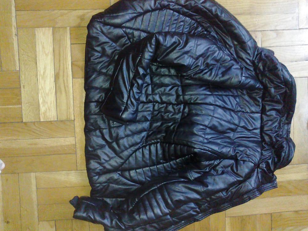 10P Sister's shiny leather down jacket fucked