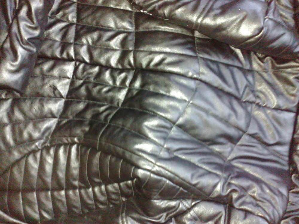 10P Sister's shiny leather down jacket fucked