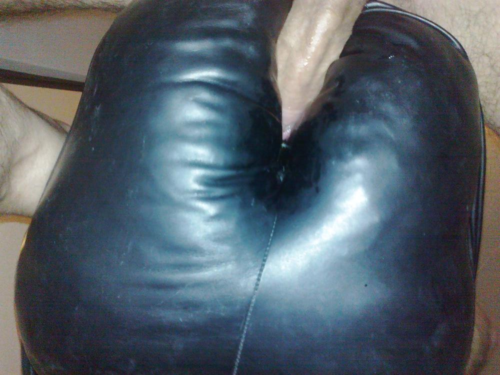 20P Sister's black leather ass fucking