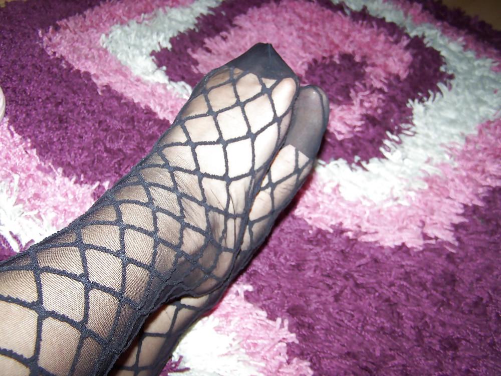 15P Sweaty nylon feet tease