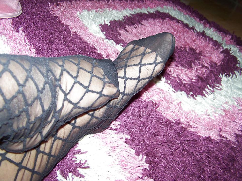 15P Sweaty nylon feet tease