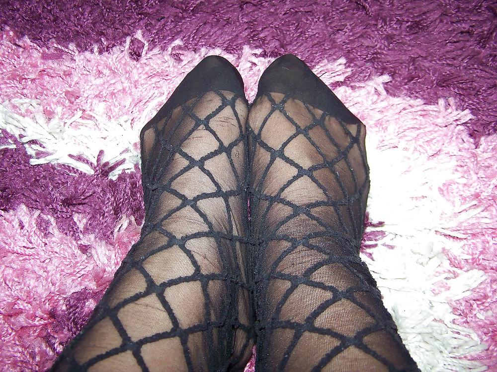 15P Sweaty nylon feet tease