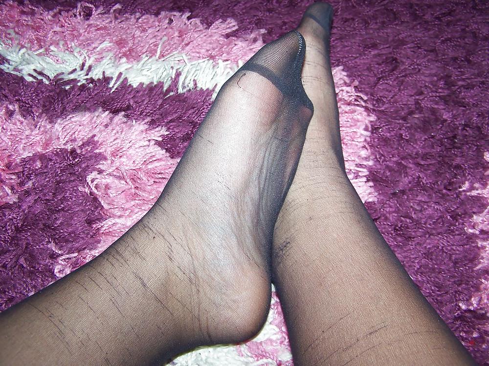 15P Sweaty nylon feet tease