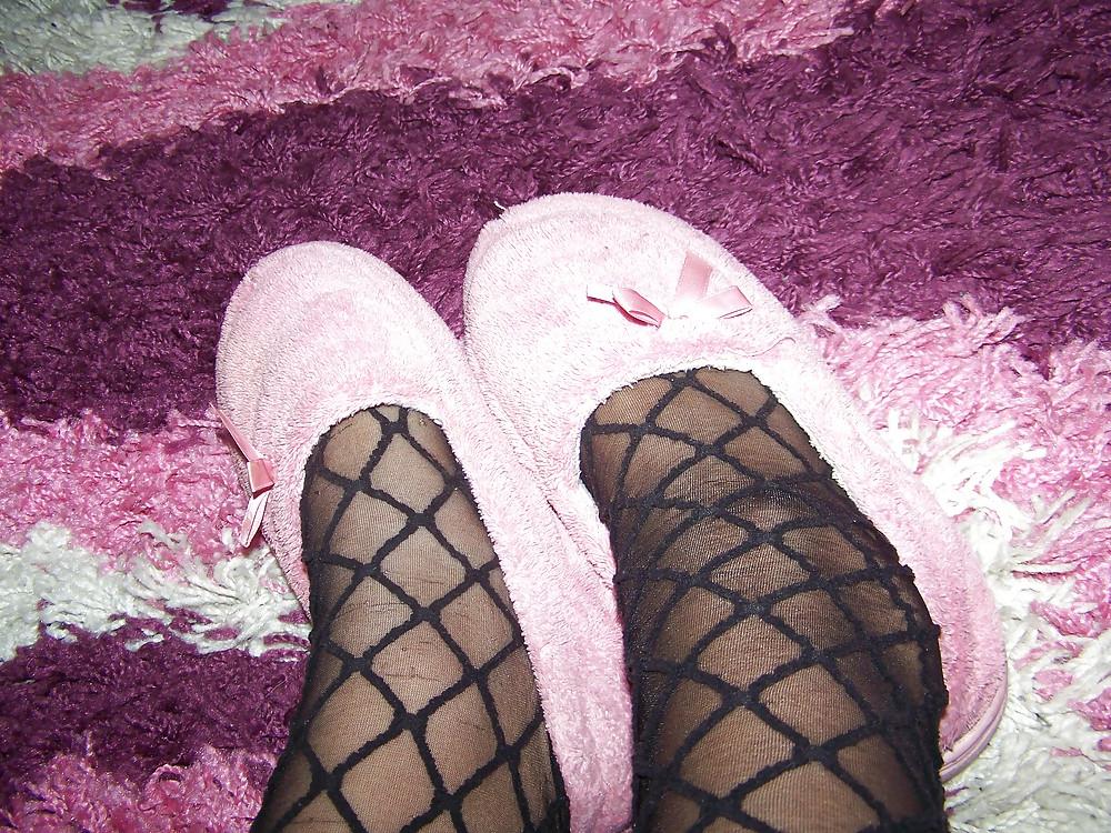 15P Sweaty nylon feet tease