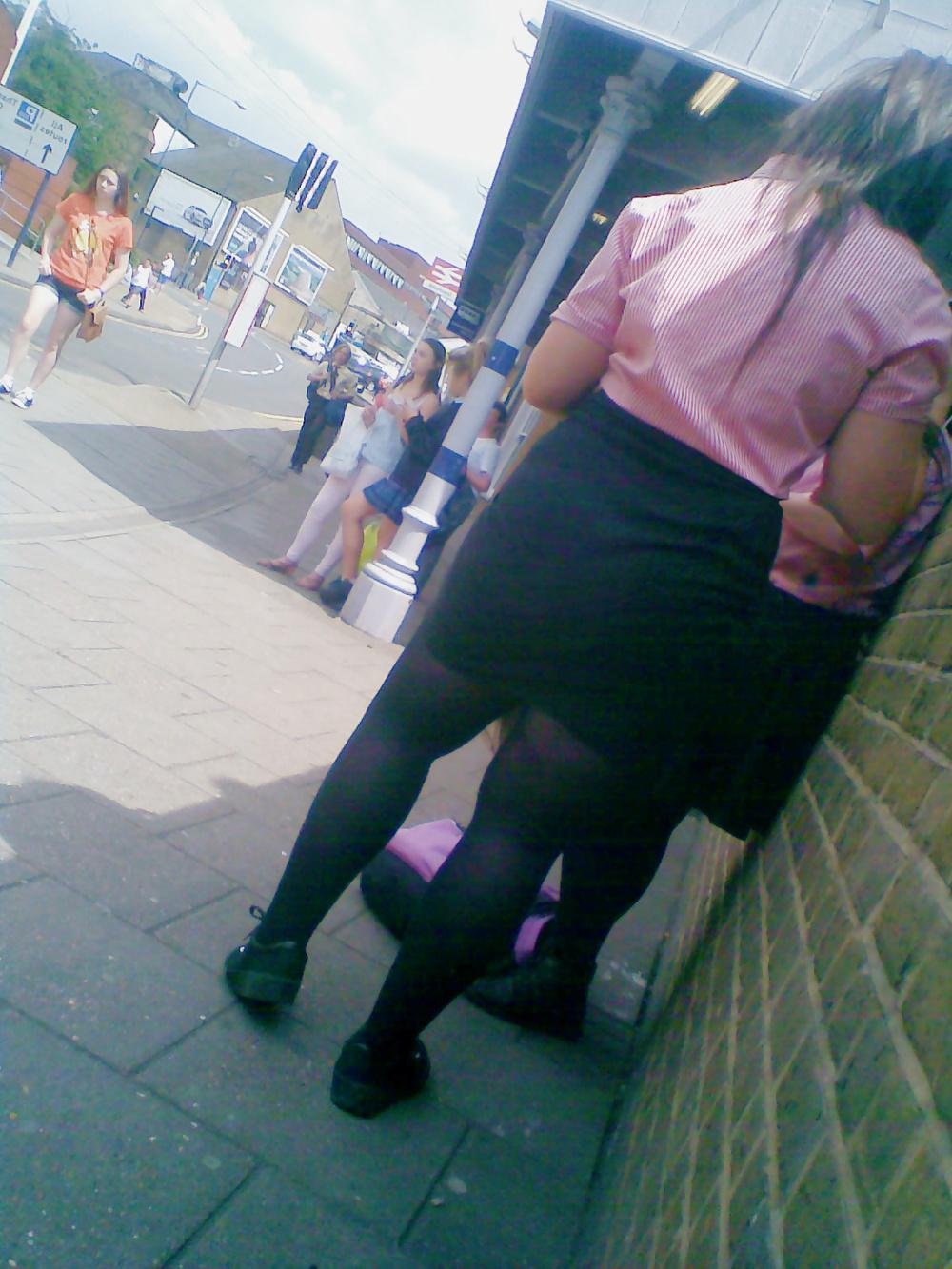 8P Schoolgirl with big ass in tight skirt