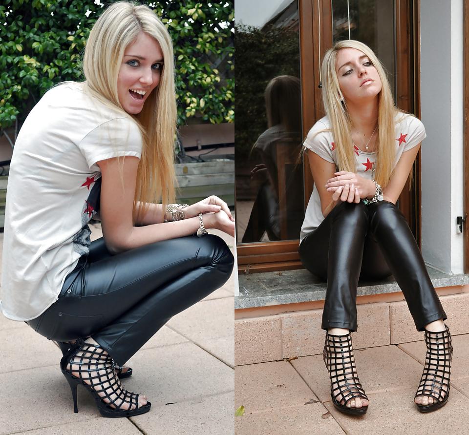 25P Girls in sexy leather pants
