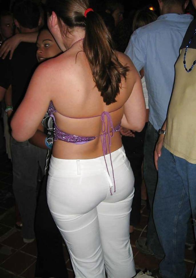 20P Candid Wives In White Pants VPL