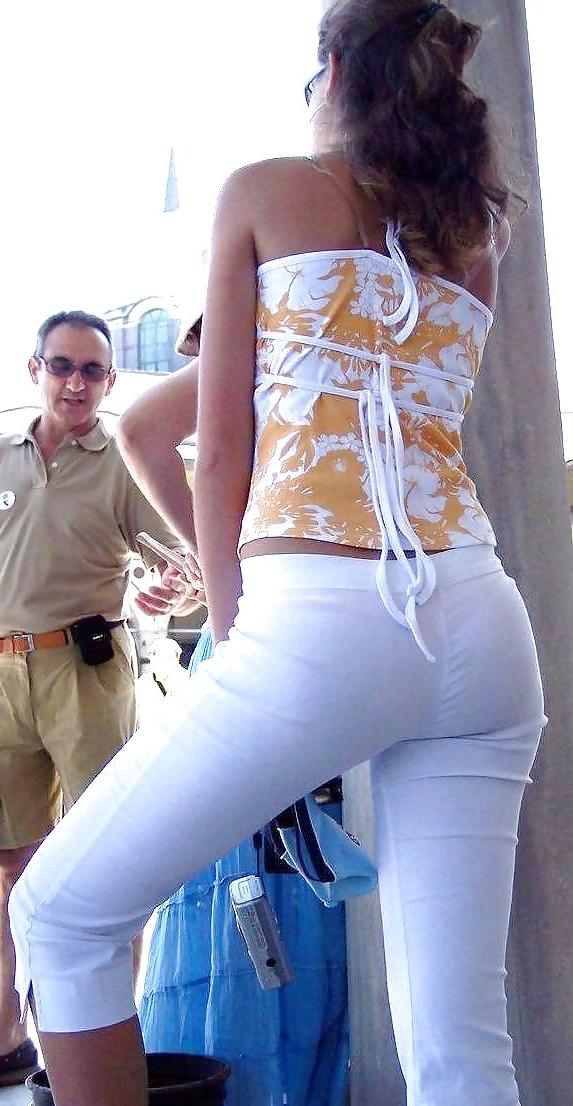 20P Candid Wives In White Pants VPL