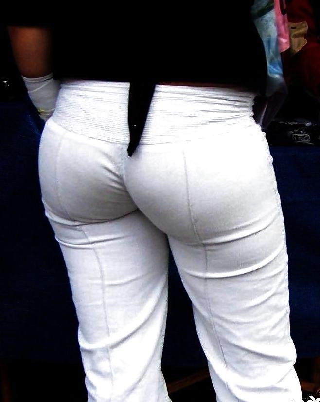 20P Candid Wives In White Pants VPL