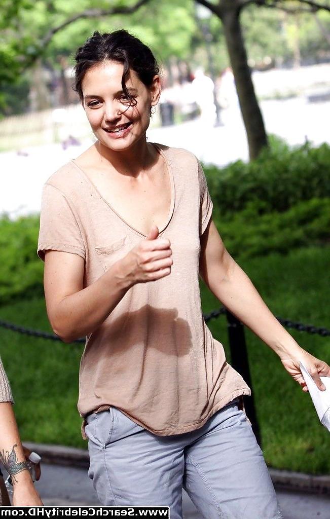25P Katie Holmes Wet T-Shirt And See-Through Pokies
