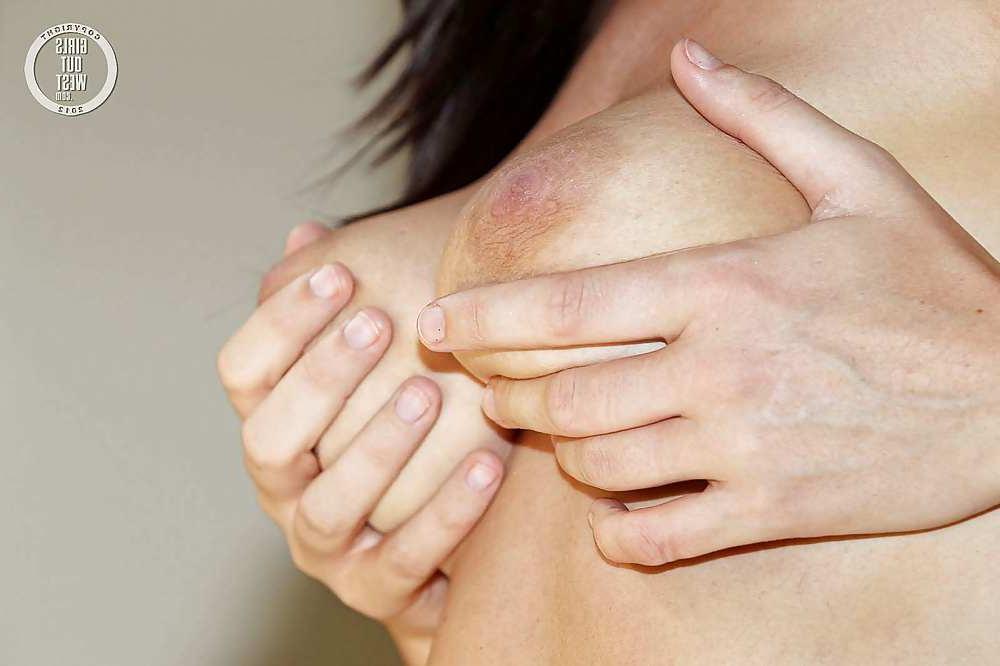 16P Hot amateur lady touches her hairy pussy