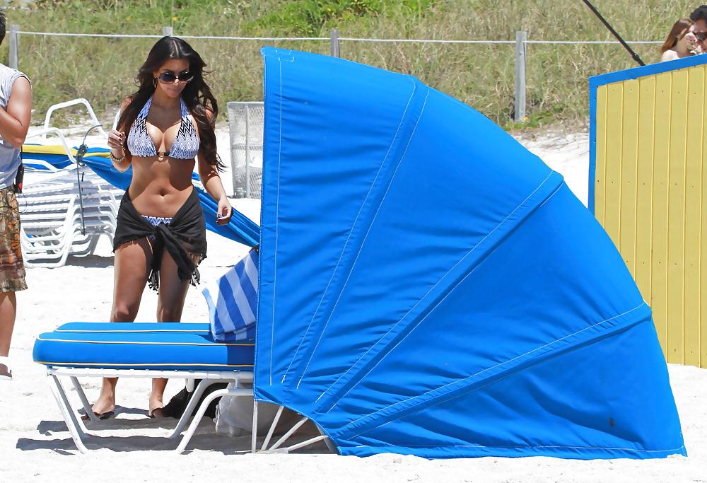 17P Kim Kardashian in Bikini at the Beach in Miami