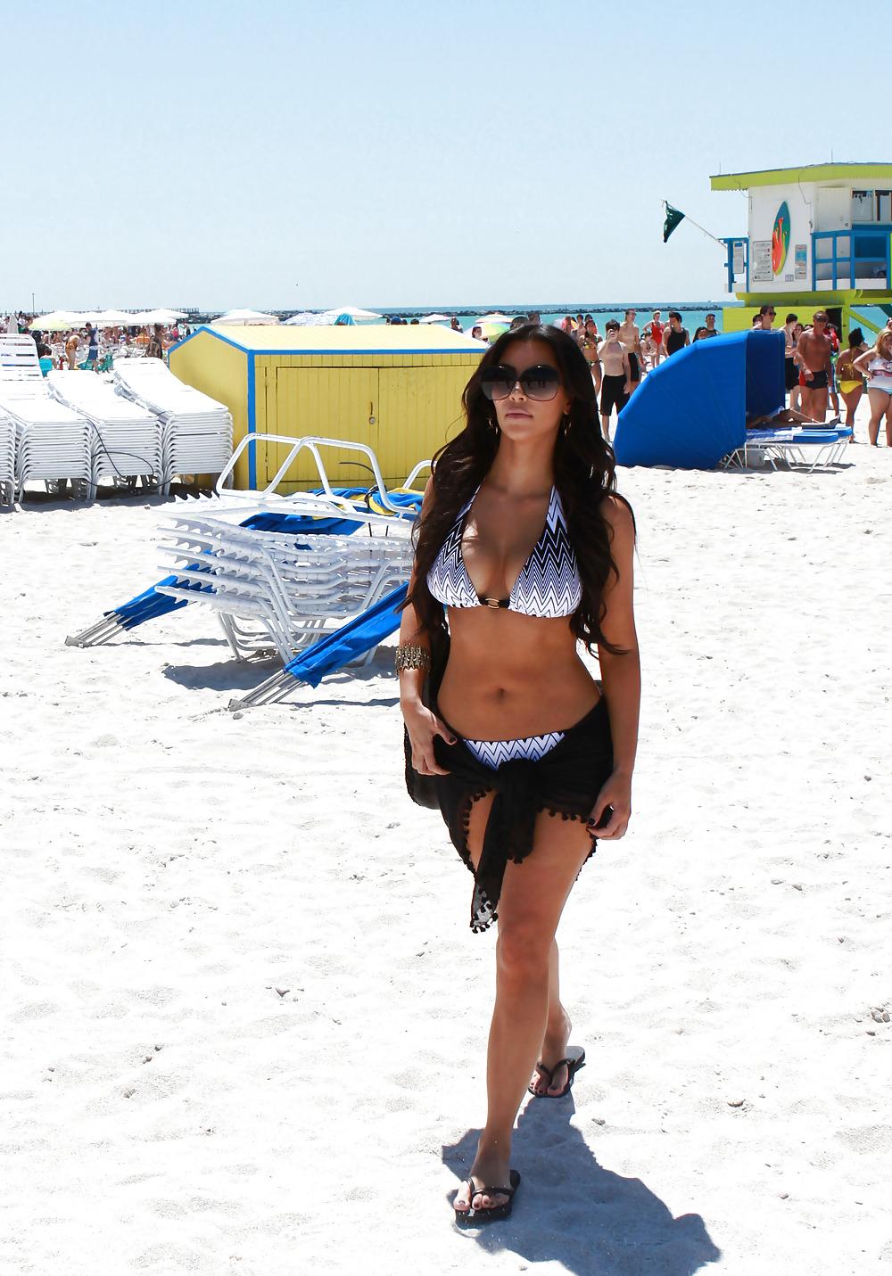 17P Kim Kardashian in Bikini at the Beach in Miami