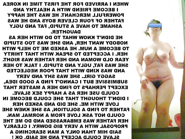 9P Captions of a stupid and fat submissive woman