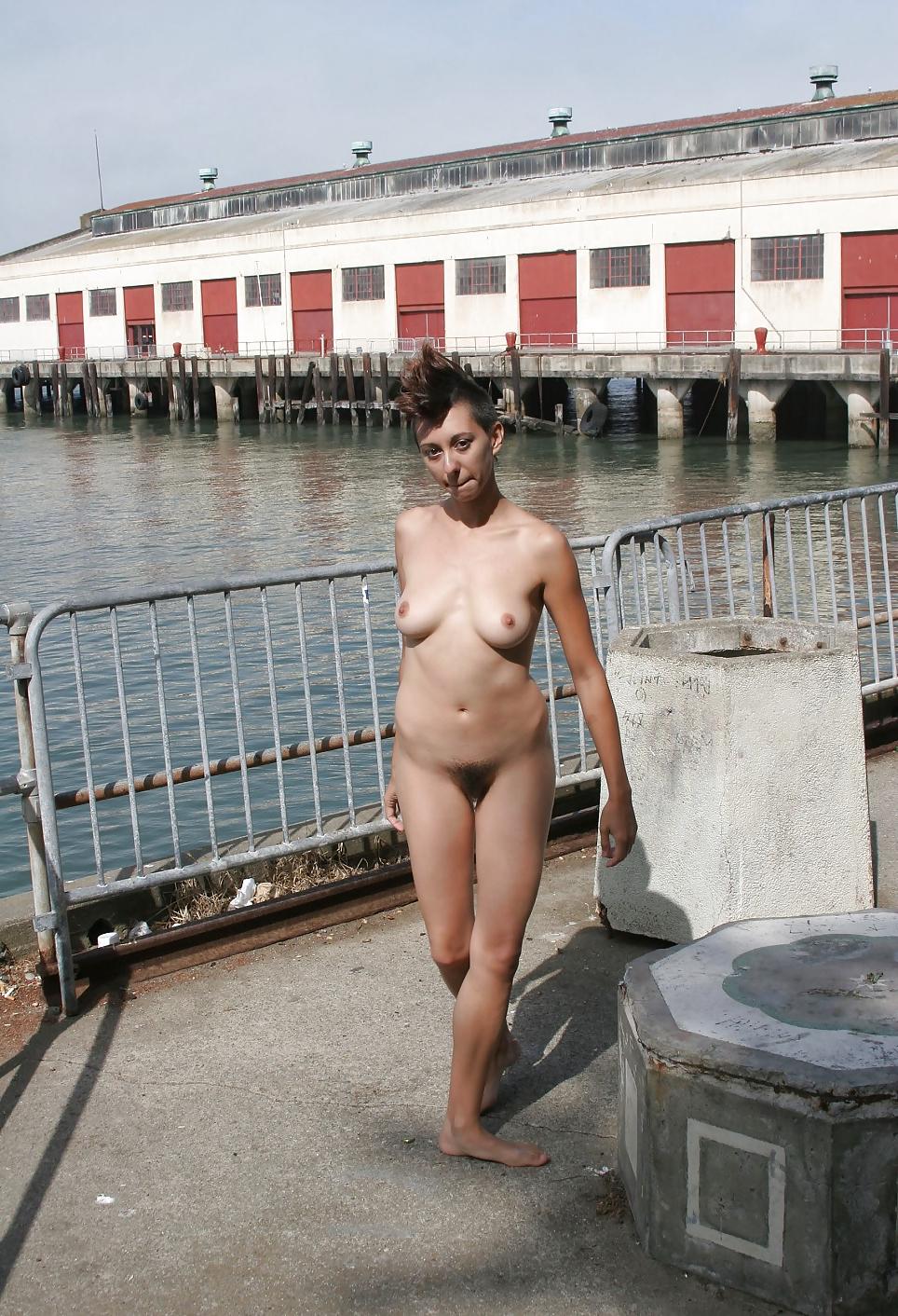 15P Punk girl with hairy pussy naked in plublic