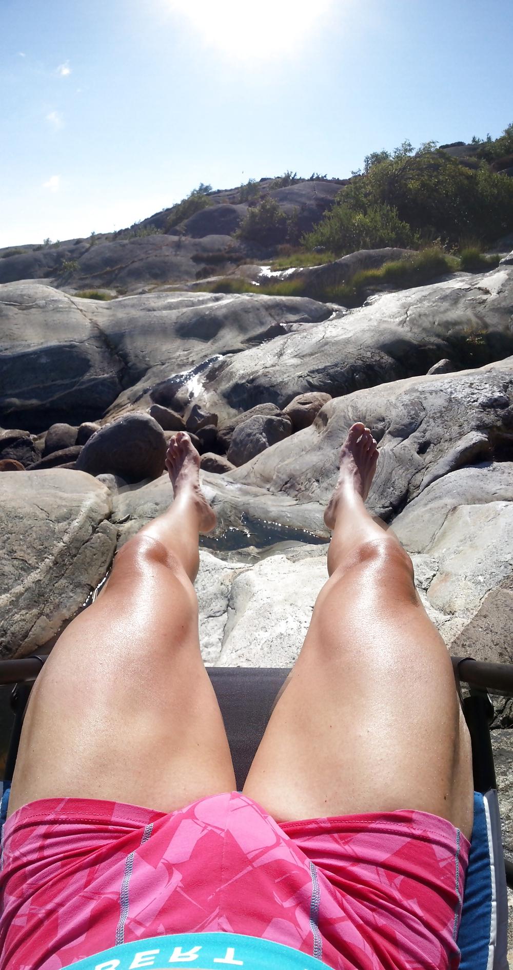 5P My Legs And My Dick In Pants At The Sunny Beach Today!