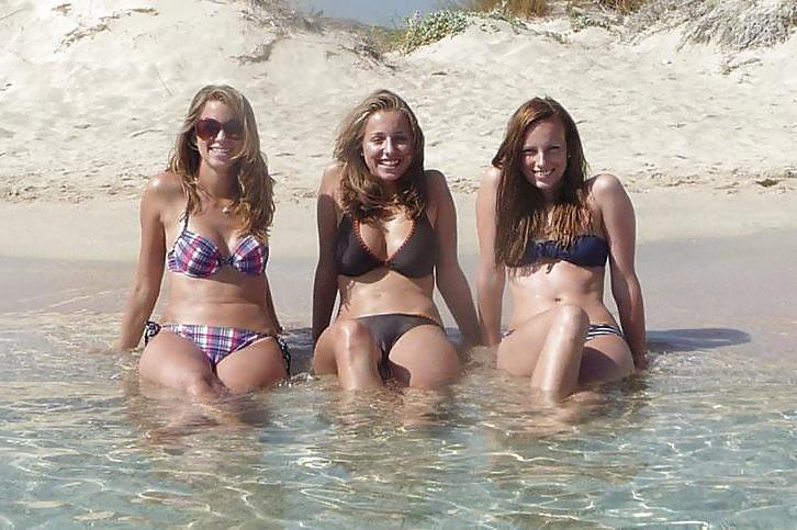 9P Bikini Babes at the beach need your cum