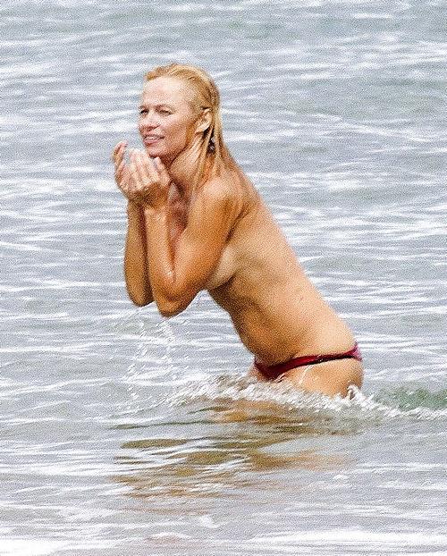 11P Pamela Anderson Goes Topless on a Beach in France