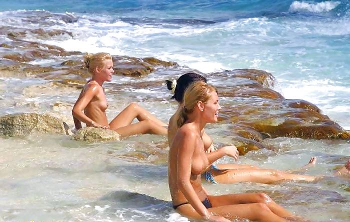 12P Three girls have fun on the beach - N. C. 