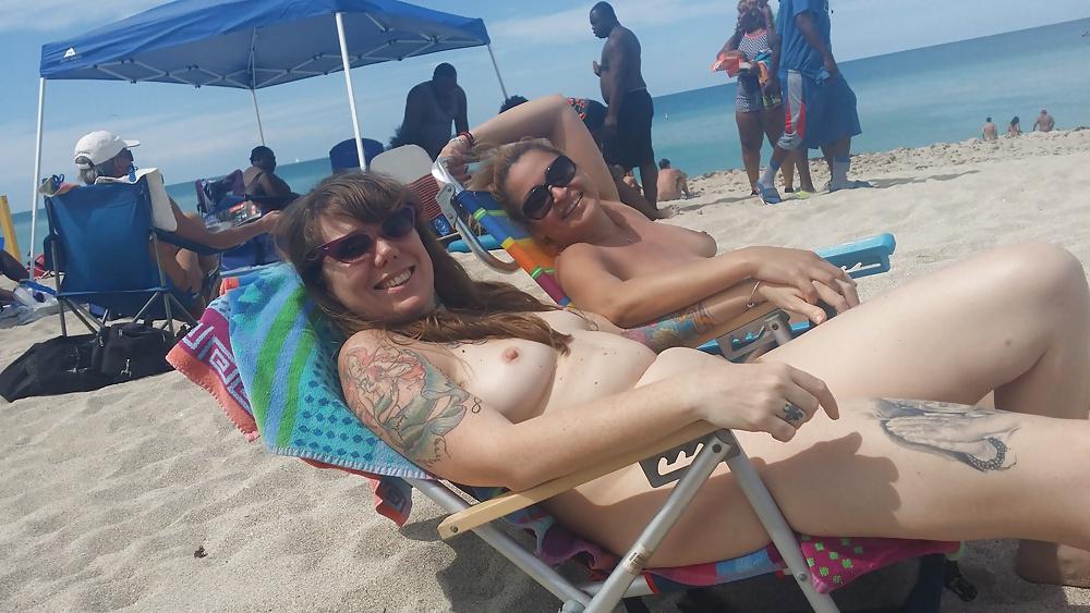 5P Tattooed hairy slut at Haulover  beach Florida