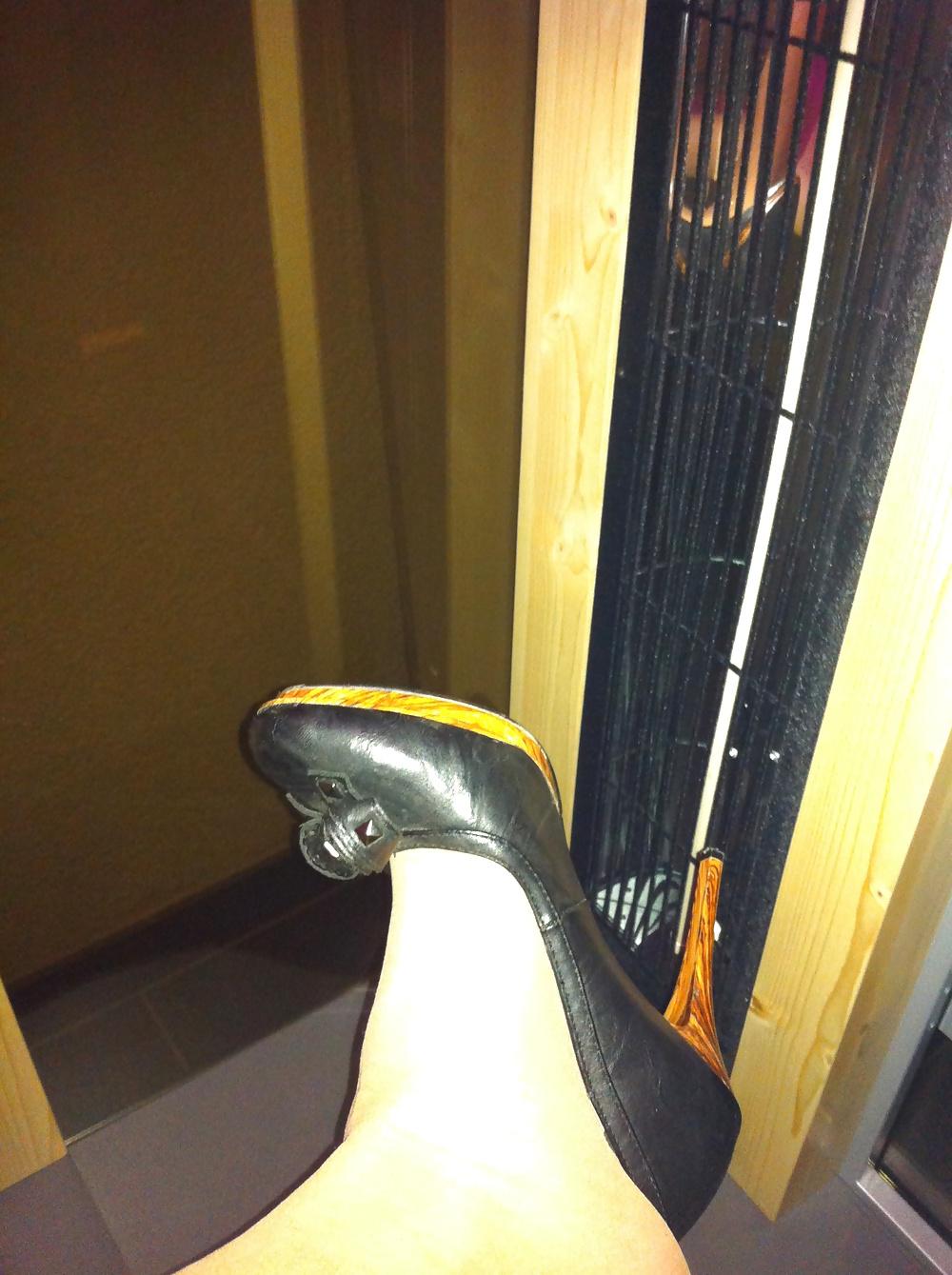 11P High Heels and Nylons in Sauna FUN