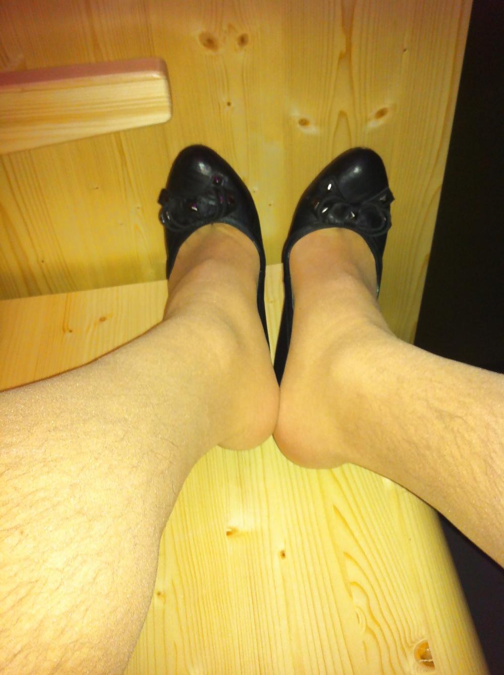 11P High Heels and Nylons in Sauna FUN