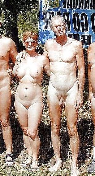 25P Older Nudists at Beach