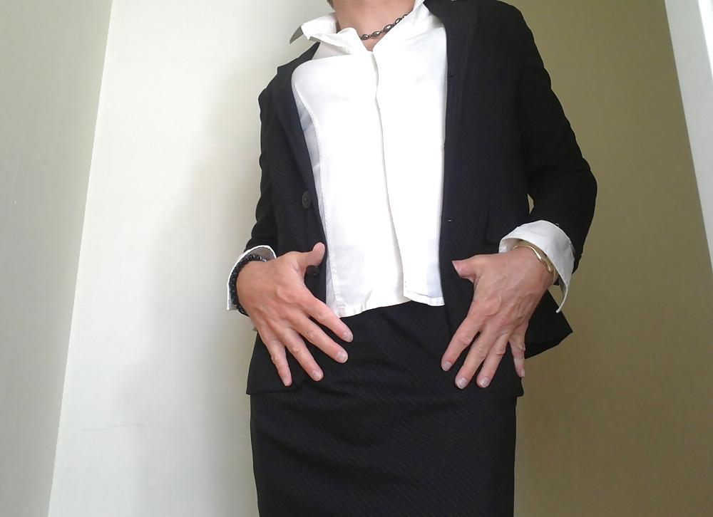 25P Me as a sexy secretary, black stockings, black lingerie