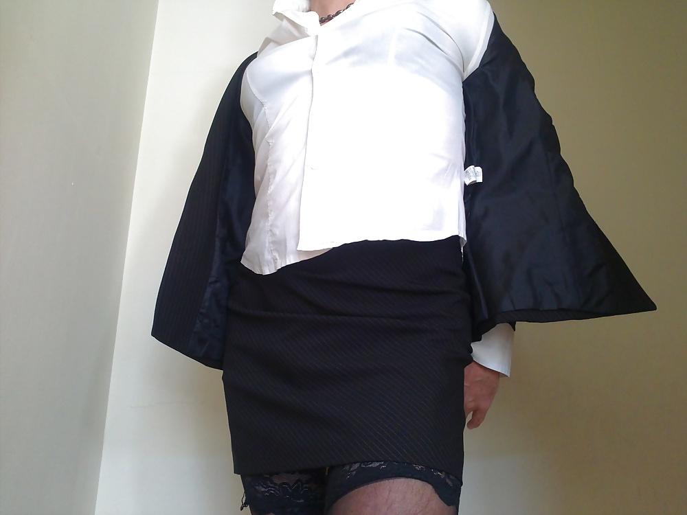 25P Me as a sexy secretary, black stockings, black lingerie
