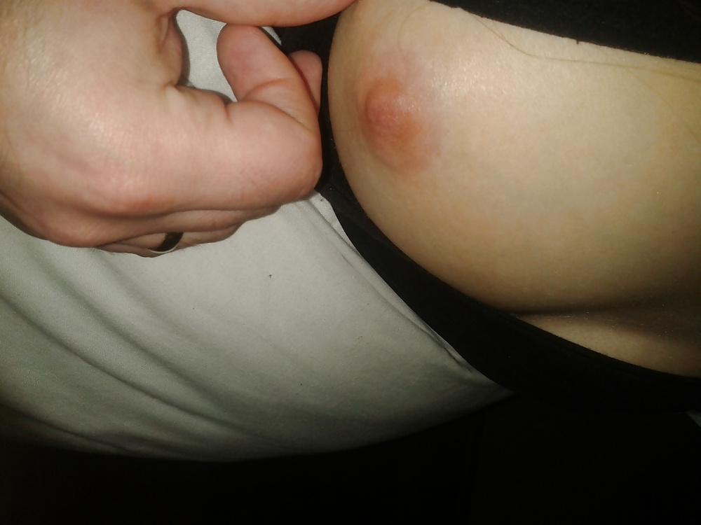 6P Hot wife's tits and hairy pussy