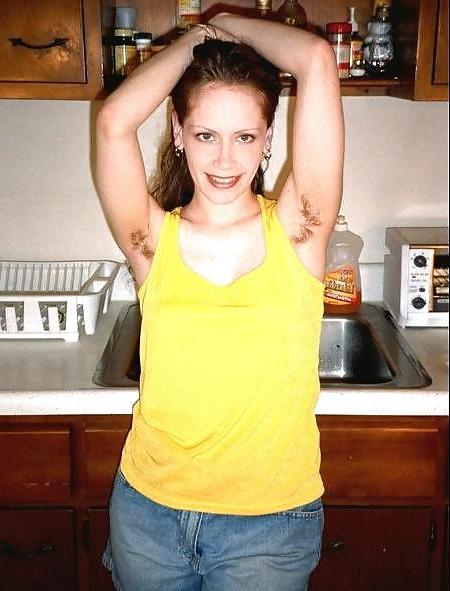 25P Miscellaneous girls showing hairy, unshaven armpits 4