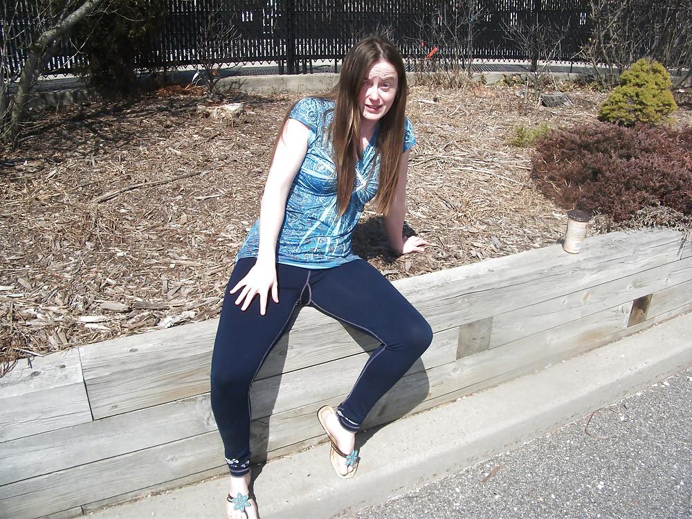 12P Outdoor pussy flash tight little magma having public fun