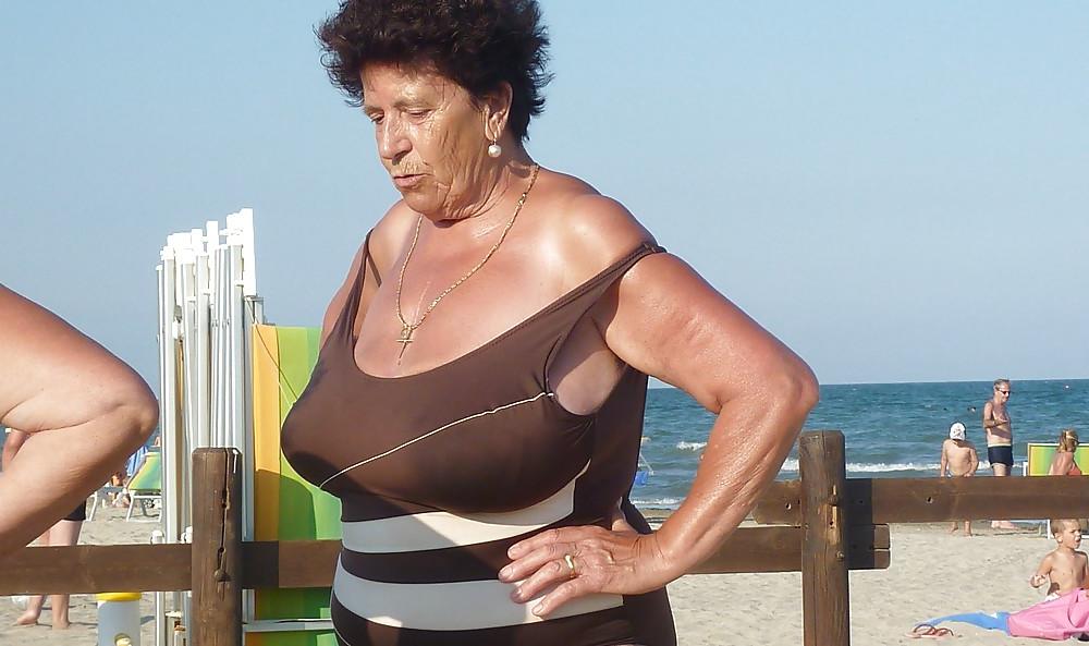 25P Granny on the beach 1