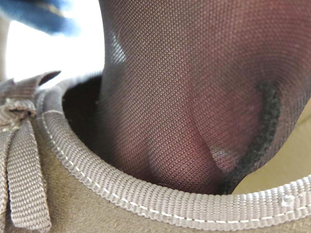 25P Black Nylons and Gray Graceland High Heels