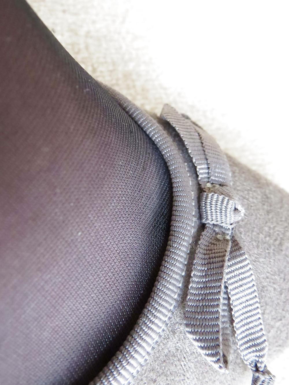 25P Black Nylons and Gray Graceland High Heels