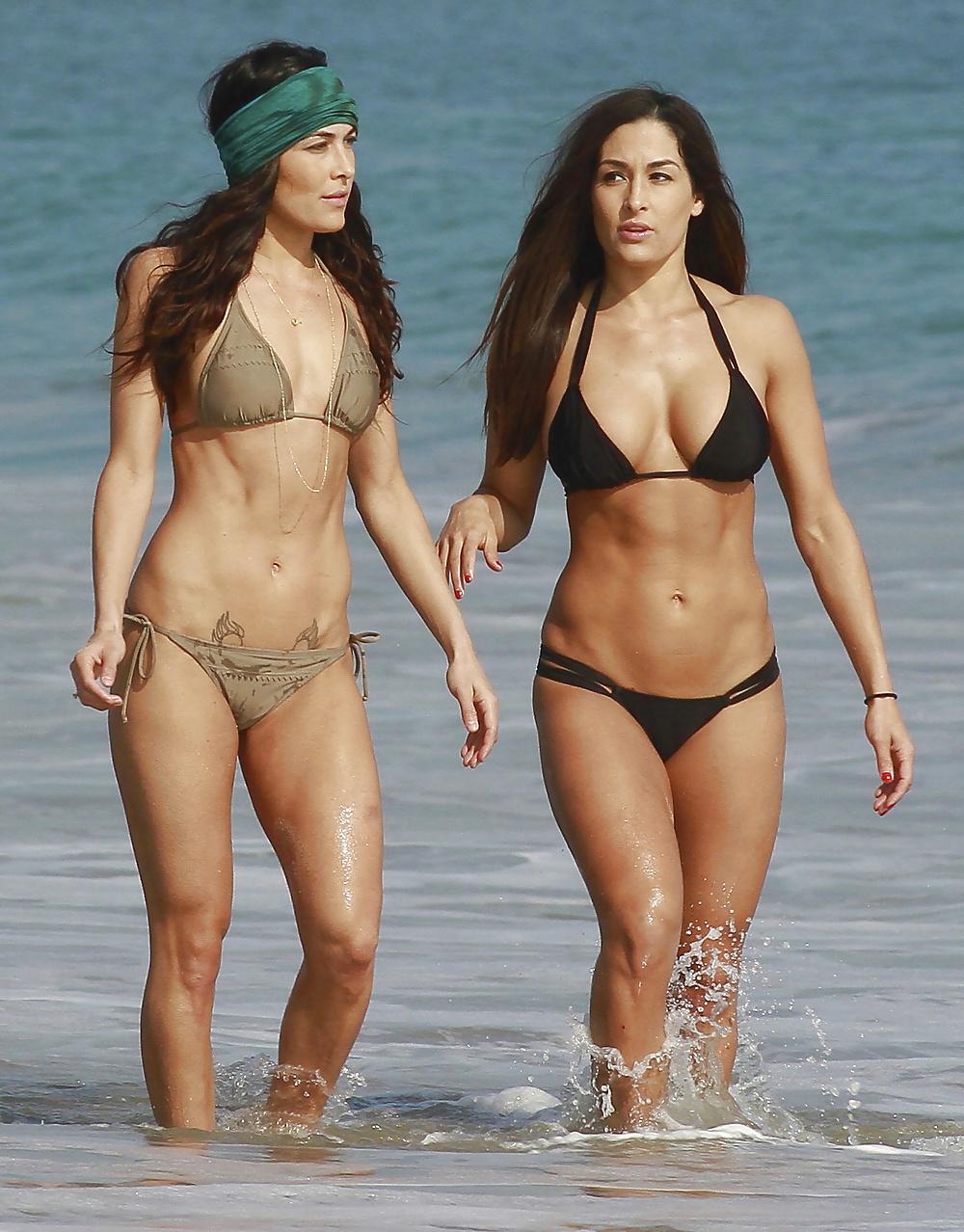 25P Bella Twins in Bikinis on the Beach again