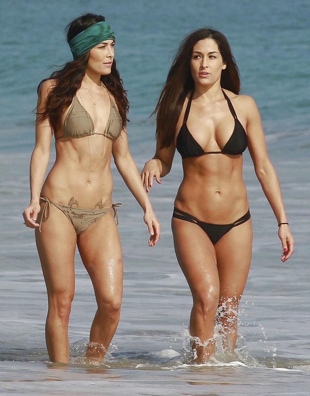 25P Bella Twins in Bikinis on the Beach again