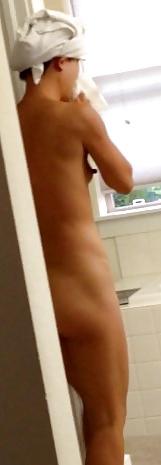 25P Prude Asian MILF undressing b4 shower