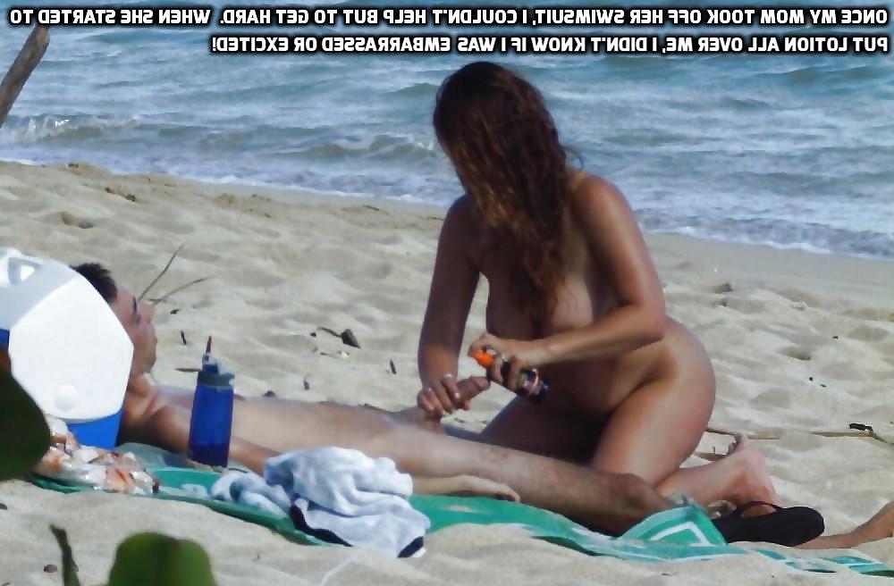 5P Mom and NOT her son at the Beach - Captions