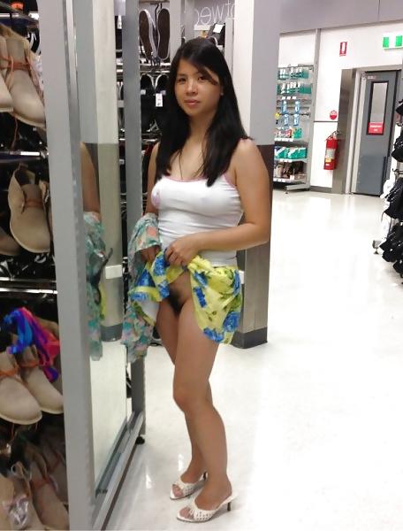 24P Bottomless and Hairy at the Shops