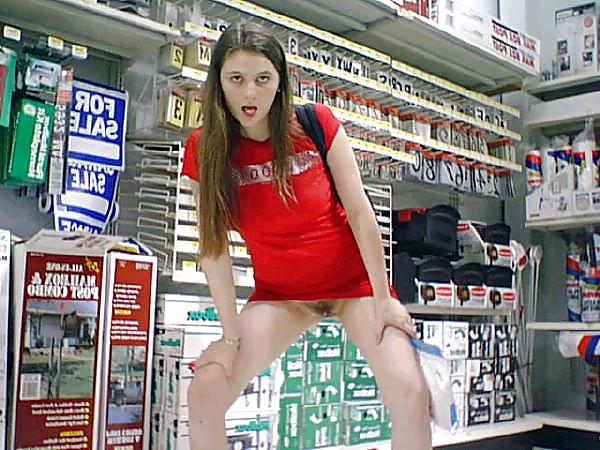 24P Bottomless and Hairy at the Shops