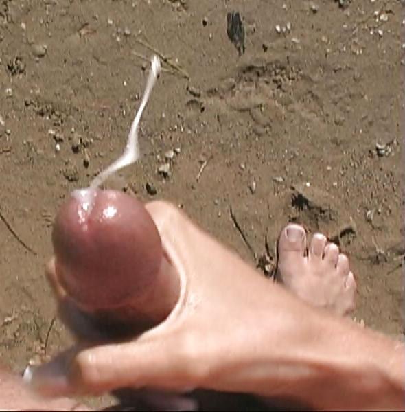 16P My Big Cum With My GF's Hand At The Beach