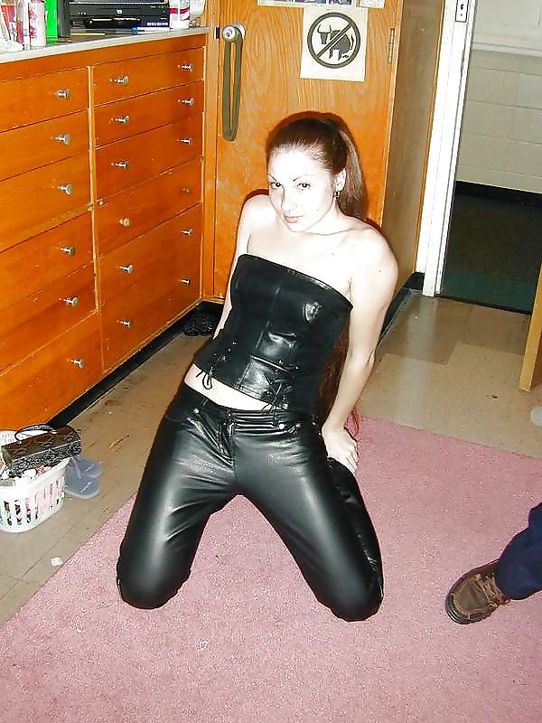 20P Ladies like sperm on leather pvc pants