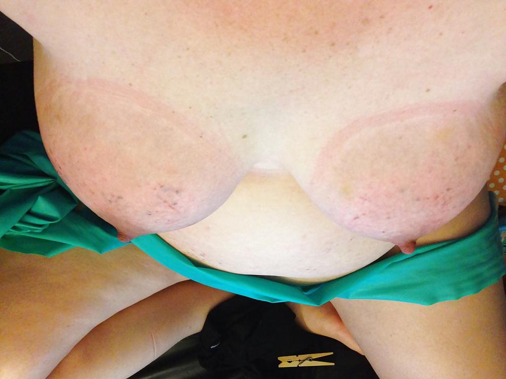 6P Tits hurt with studded leather paddle