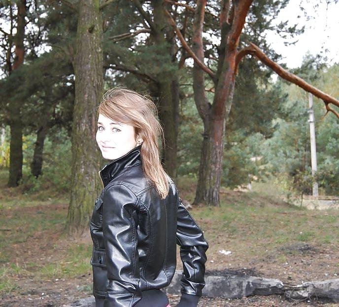 25P Teen girls in leather jacket 