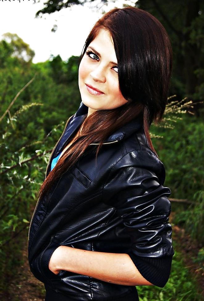 25P Teen girls in leather jacket 
