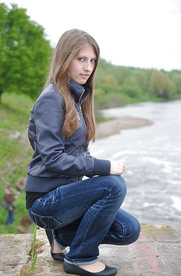 25P Teen girls in leather jacket 