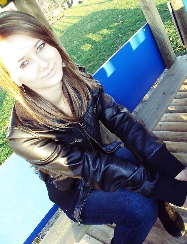 25P Teen girls in leather jacket 