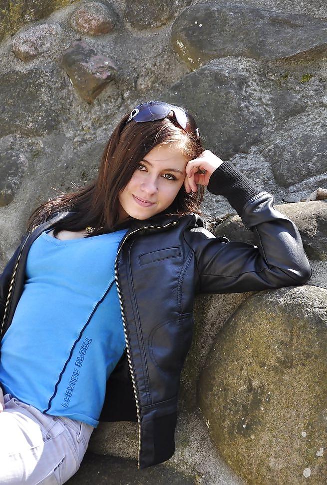 25P Teen girls in leather jacket 