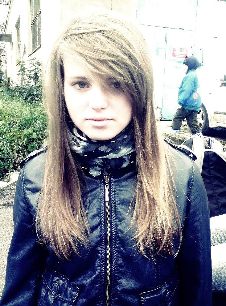 25P Teen girls in leather jacket 